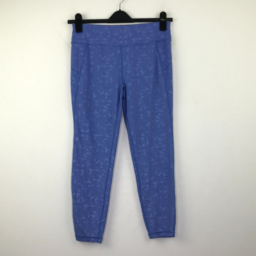 Sweaty Betty Womens Large Leggings Blue All Day 7/8 Length Emboss Geometric CN25